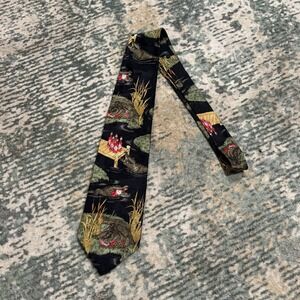 Vintage Tabasco Silk Neck Tie Gators Swamp EUC